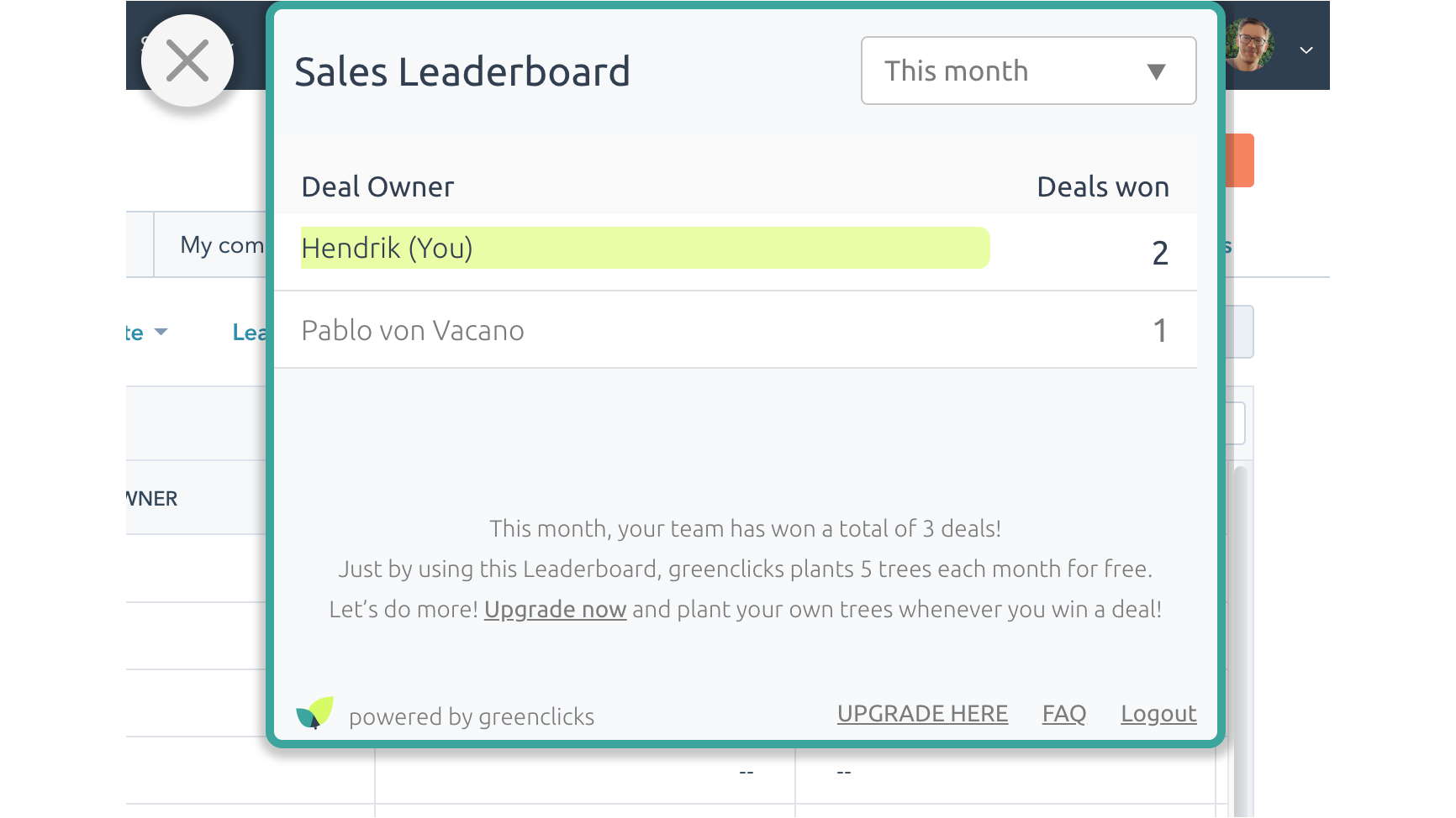 1-Click Sales Leaderboard HubSpot Integration